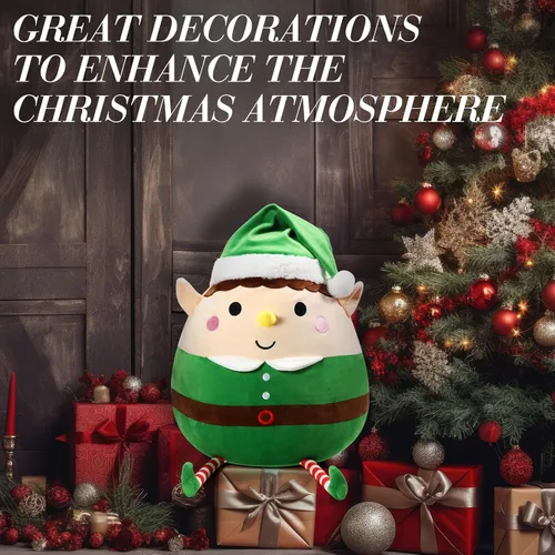 Vista 6 de Huwena Almohada de felpa grande de 14 pulgadas, decoración de Navidad, suave y tierna, cojín de peluche para abrazar, regalo para Navidad, fiestas
