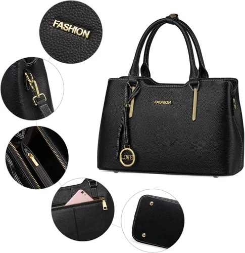 Vista 4 de SENDEFN Bolso de cuero con asa superior para mujer bolso de hombro