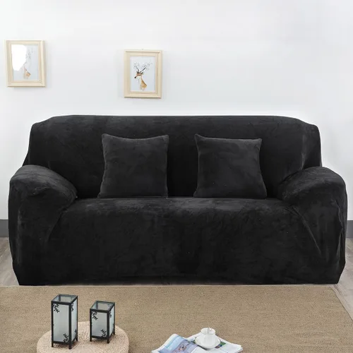Vista 17 de vctops Funda elástica para sofá de 4 plazas de terciopelo de felpa, 1 pieza, con parte inferior elástica, protector de muebles suave y esponjoso
