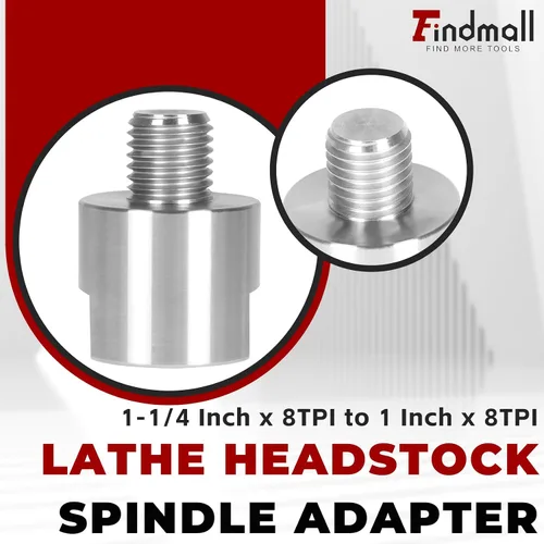 Vista 3 de findmall Adaptador de husillo de cabezal de torno que convierte 1-1/4 pulgadas x 8TPI a 1 pulgada x 8TPI para torno de carpintería