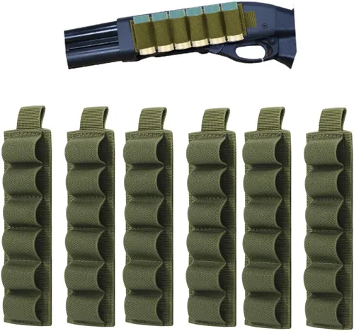Vista 8 de 2 paquetes de 6 cartuchos de carcasa para rifle y escopeta de munición, calibre 12/20, organizador de culatas, bolsa de utilidad, gancho y bucle