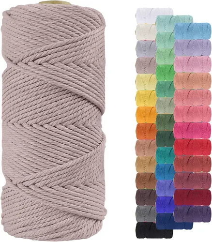 Vista 120 de Cordón de macramé de 0.079 pulgadas, cuerda de algodón natural de 109 yardas, hilo de cuerda de macramé para manualidades, ganchos de pared