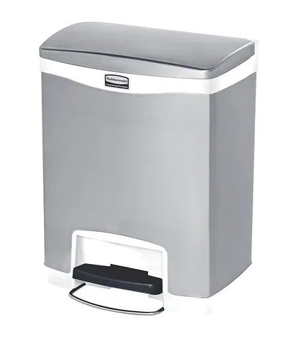 Vista 15 de Papelera acero inoxidable con pedal Rubbermaid Commercial Slim Jim, Negro (Black Trim), 1