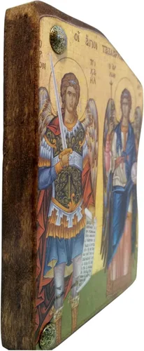 Vista 7 de Icono de madera griego ortodoxo cristiano hecho a mano Athos Monte Athos de Arcángeles Miguel y Gabriel/Mp4