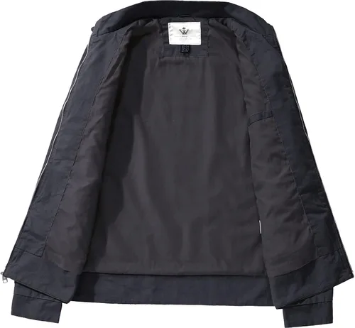 Vista 3 de WenVen Chaqueta militar de algodón de primavera para hombre, abrigo de lona ligero casual