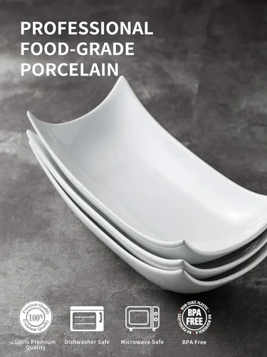 Vista 4 de LAUCHUH Platos Grandes, Cuencos Decorativos de Porcelana Platos Blancos para Servir para Entretener Pieza Central Decorativa Juego de 3 Cuencos