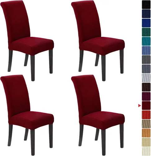 Vista 18 de Juego de 2 fundas para sillas de comedor, fundas elásticas para sillas de comedor, fundas para sillas de cocina de jacquard texturizadas, decoración