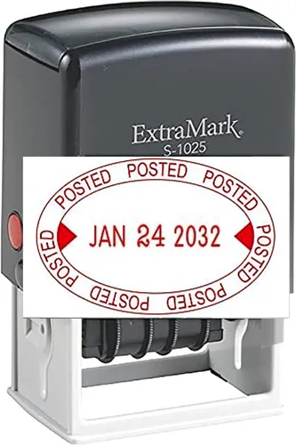 Vista 15 de ExtraMark S-1025 Sello de fecha de oficina autoentintado profesional con frase "aprobada" - Estilo O - Tinta de color negro