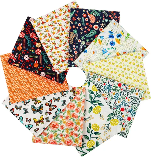 Vista 18 de Craftido -25 Opciones- Paquetes de Tela de Acolchado 100% Algodón 10pcs Fat Quarters 18"x21"-Peso Mediano 5.2 oz- Algodón Suave para Acolchado