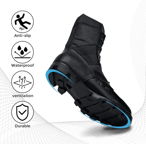 Vista 6 de WIDEWAY Botas tácticas del ejército para hombre, botas de combate ligeras, botas de selva, botas de trabajo militares, botas de desierto