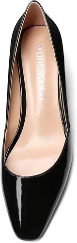Vista 3 de MODENCOCO Zapatos de tacón bajo con cuña de tacón bajo para mujer, con puntera cuadrada, 2 pulgadas