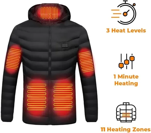 Vista 4 de Chaqueta térmica para mujeres y hombres con batería de 5 V, capa térmica desmontable