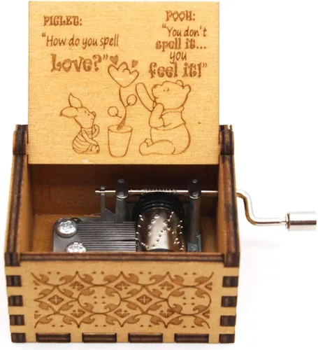 Vista 2 de ukebobo Caja de música de madera, caja de música con texto en inglés "The Ssay", regalo para amigos, caja de música de Feliz Navidad, regalos de Año