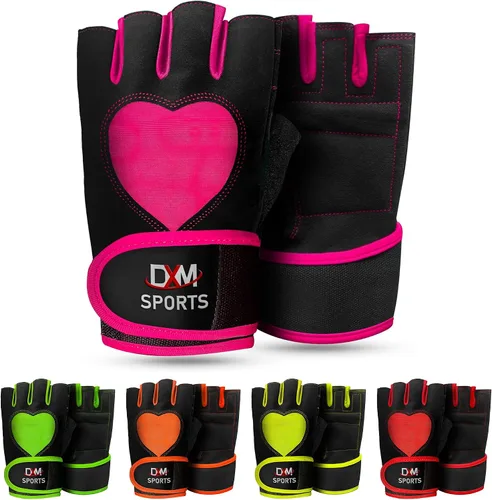 Vista 8 de DXM SPORTS Guantes de entrenamiento para mujer con soporte para muñeca, guantes de levantamiento de pesas para gimnasio, ciclismo, entrenamiento