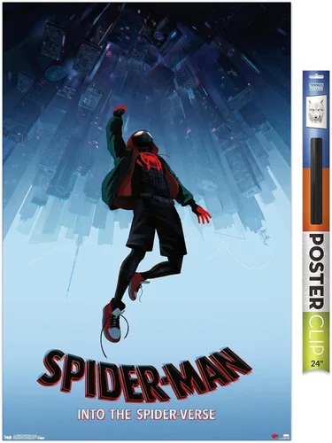 Vista 13 de Trends International Spider-Man de Marvel póster Into The Spider-Verse-Falling de 14.72 x 22.37 pulgadas, versión enmarcada en madera reutilizada