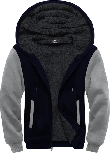 Vista 72 de SCODI Sudaderas con capucha para hombre, forro polar pesado, cremallera completa, forro de sherpa grueso, chaqueta con capucha