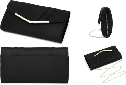 Vista 2 de MUDUO Women Faux Suede Envelope Clutch Purse Evening Handbag Foldover Shoulder Crossbody Bag