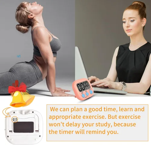 Vista 3 de Temporizador para niños, temporizador de cocina digital, parte trasera magnética, anillo fuerte, soporte para cocinar, aula, baño, profesores, niños