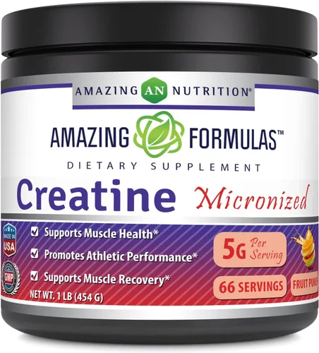 Vista 7 de Amazing Formulas - Suplemento en polvo de monohidrato de creatina micronizada 5000 mg por porción Suplemento ideal antes y después