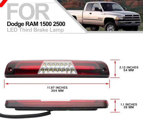 Vista 5 de Luz de freno LED de tercera luz de freno trasera de lente roja, luz de freno de montaje alto, lámpara de carga para Chevy Silverado/GMC Sierra 1500