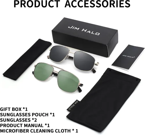 Vista 7 de JIM HALO Gafas de sol polarizadas de aviador para hombres y mujeres, gafas de sol clásicas militares para conducción, protección UV400