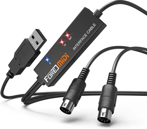 Vista 10 de FORE MIDI USB Interfaz Tipo-C Trabaja con teclado MIDI/MIDI Deivce
