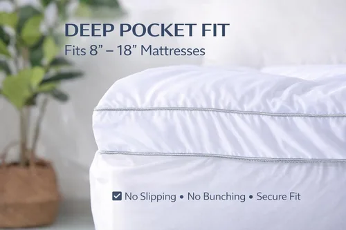 Vista 5 de EVOLIVE Funda de colchón tamaño Queen, protector de colchón acolchado de microfibra suave, bolsillo profundo de 8-18 pulgadas, lavable a máquina