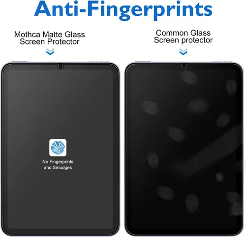 Vista 4 de Mothca Paquete de 1 protector de pantalla de vidrio mate para iPad Mini de 8.3 pulgadas A17 Pro (2024) y Mini 6 (2021) con marco de alineación