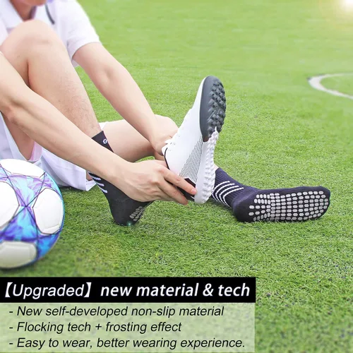 Vista 4 de GOGOGOAL Calcetines de fútbol antideslizantes con agarre para hombres y mujeres, calcetines de entrenamiento atléticos antideslizantes, para rugby