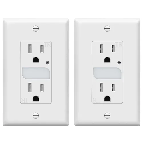 Vista 9 de TOPGREENER Receptáculo de luz de guía LED con sensor automático de luz diurna, salida de pared decorativa de luz nocturna, receptáculo resistente a