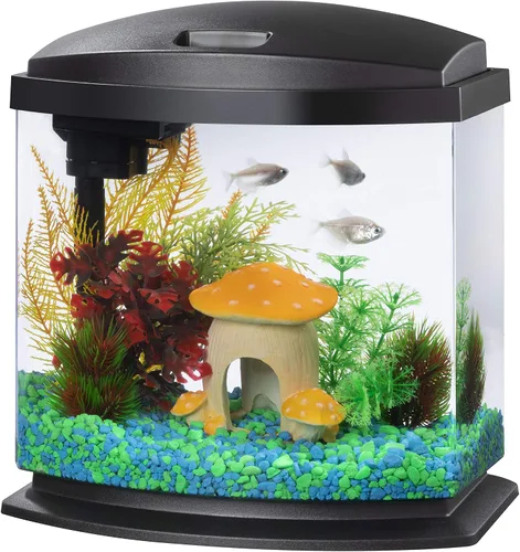 Vista 11 de Aqueon Kit de Acuario Pequeño LED MiniBow con Tecnología SmartClean, Azul, 1 Galón