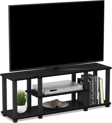 Vista 17 de Furinno TURN-S-TUBE - Soporte de TV de 3 niveles sin herramientas, roble Roble Francés/Negro