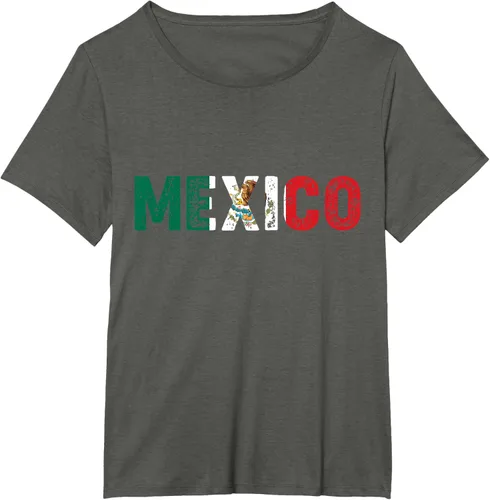 Vista 13 de Camiseta con texto en inglés «Mexico Vintage Letras» como bandera mexicana, Negro