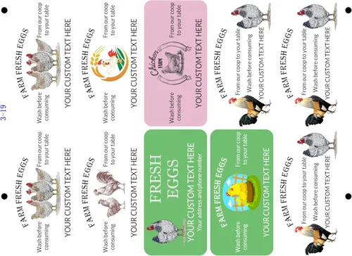 Vista 5 de (3.8 x 1.7 pulgadas) Etiquetas adhesivas personalizadas para cartón de huevos frescos de granja, etiquetas adhesivas personalizadas de huevo