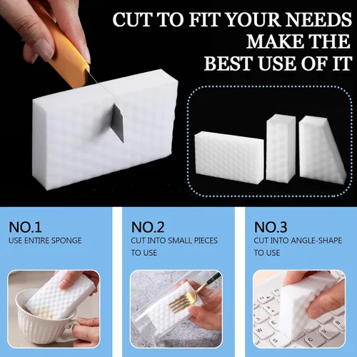Vista 3 de Sosation 400 Pack Magic Sponge Erasers, 2X Density New Nano Material Melamine Sponge Bulk, Strong Durable Magic Sponges Eraser Cleaning Supplies