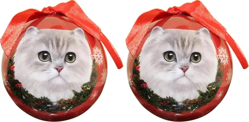 Vista 2 de Bola de Navidad con diseño de gato persa