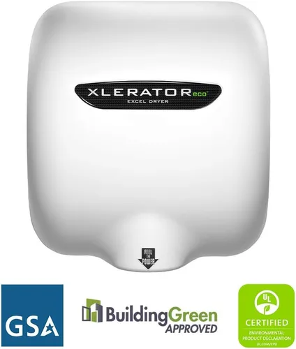 Vista 3 de XLERATOR eco XL-W-ECO 1.1N Secador de manos comercial de alta velocidad, secadora Excel, cubierta fundida blanca, sensor automático, montaje