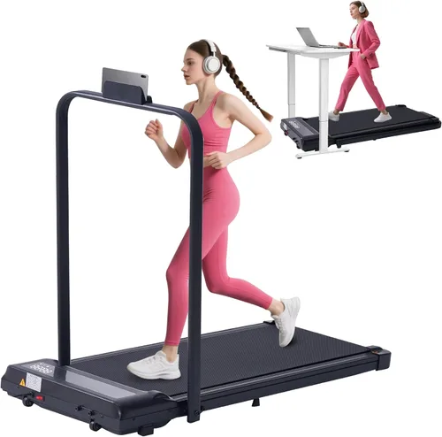 Vista 9 de Walking Pad Treadmill with Handle Bar, Portable Small Treadmill for Home, 2026 Upgrade Compact Walking Treadmill with Handles, 3.0HP Under Desk
