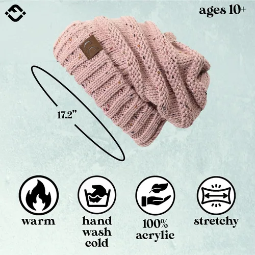 Vista 318 de Funky Junque Gorro de moda de punto trenzado de talla extragrande, grueso, abrigado, suave y holgado
