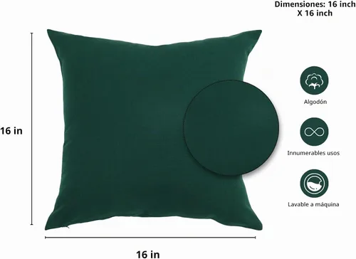 Vista 4 de PurpleEssences Juego de 2 fundas de almohada sólidas, 16 x 16 pulgadas
