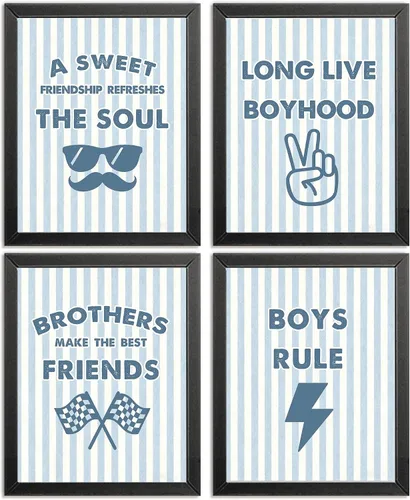 Vista 16 de Pósters Retro de Cueva del Hombrecito Preppy a Cuadros Rayo Signo de Paz Larga Vida a la Niñez para Habitación de Niño Adolescente Decoración