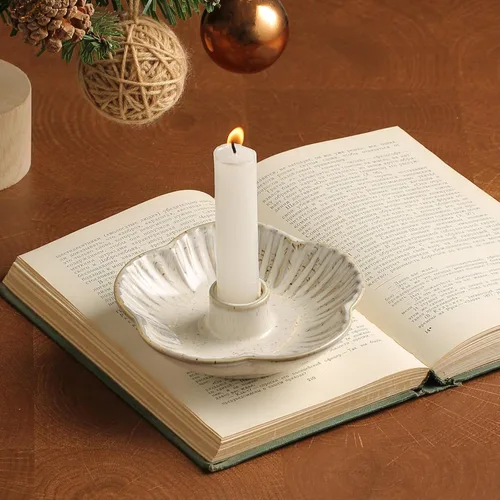 Vista 8 de Soporte de candelabro de cerámica, portavelas para velas cilíndricas, incienso, Palo Santo, velas para Halloween, Navidad, bodas, fiestas, Negro
