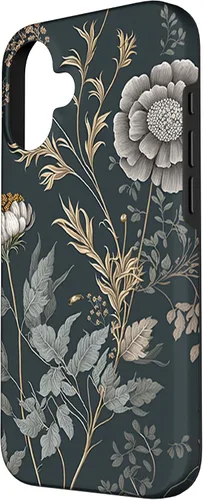 Vista 2 de iPhone 16 Cute Flowers Vintage Botánico Floral Ilustración Case