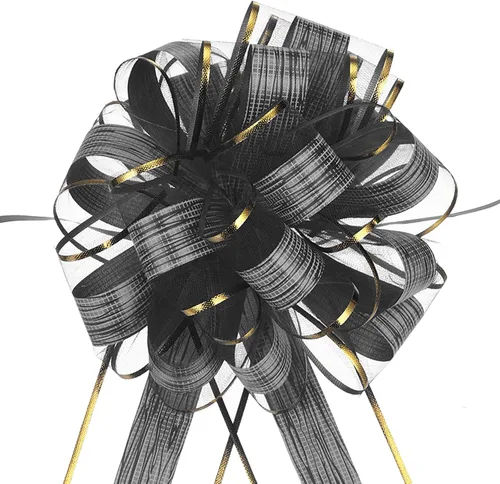 Vista 14 de MECCANIXITY 20 lazos grandes de organza de 7 pulgadas para envolver regalos, cintas de organza color negro para cestas de boda, regalos de fiesta