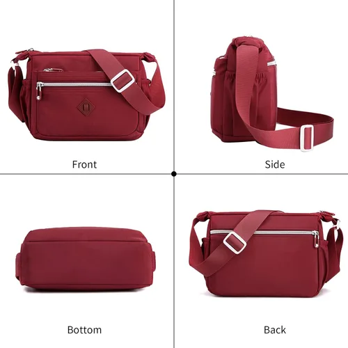 Vista 4 de Oichy Bolso cruzado para mujer, impermeable, bolso de hombro casual, de nailon, bolso cruzado ligero para uso diario