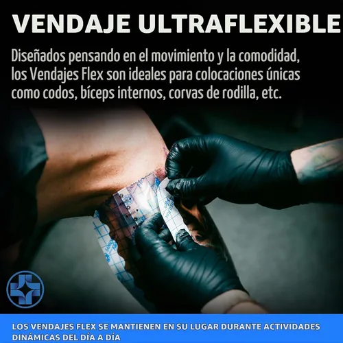 Vista 2 de Saniderm - Rollo de vendaje Flex Tattoo Aftercare - Envoltura de tatuaje ultra flexible, impermeable, estéril para una curación rápida y protección