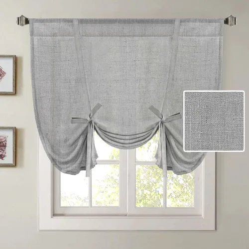 Vista 14 de H.VERSAILTEX Cortinas de lino con lazos de 63 pulgadas de largo, cortina de privacidad texturizada de lino natural, múltiples formas de colgar