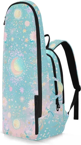 Vista 2 de Mochila de pelota de raqueta de tenis, linda y resistente, color azul y rosa, para astrología, pickleball, bolsa de gimnasio para hombres y mujeres