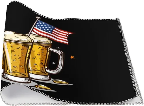 Vista 3 de Beer American Flag Placemats Set of 6 Resistant Table Mats Washable Place Mats for Dinner Party Table Decoration