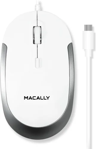 Vista 7 de Macally Ratón USB C con Cable para Mac y PC - Delgado, Silencioso y Confiable - Ratón Tipo C para MacBook Pro/Air, iMac, Apple iPad, Laptop
